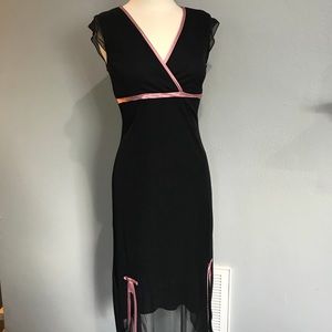 Black Dress with Pink Detail